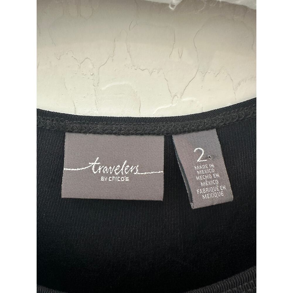 CHICO’S Travelers Black Knit Midi Dress Stretch Travel Capsule Career Size 2 L - Picture 6 of 8